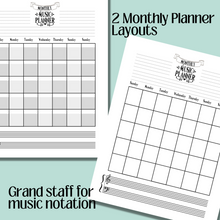 Weekly & Monthly Planner PRINTABLE, Digital Planner, GoodNotes, Music Teacher, Tracker, Music Practice Log