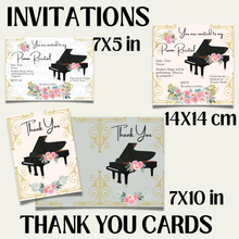40 Editable MUSIC-THEMED EVENT - Piano Invitations and Thank You Cards, Canva Templates, Boho Classical, Birthday, Concert, Party, Wedding, Music Event