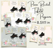 22 Editable Piano Recital Certificate, Trifold Program Brochure, Canva Templates, Boho Classical, Birthday, Concert, Party, Music Event
