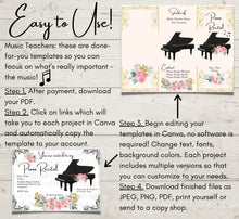 22 Editable Piano Recital Certificate, Trifold Program Brochure, Canva Templates, Boho Classical, Birthday, Concert, Party, Music Event