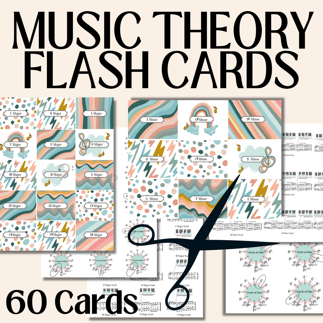60 Music Theory FLASH CARDS, Printable, Music Teachers, Music Students, Music Education, Beginning Music
