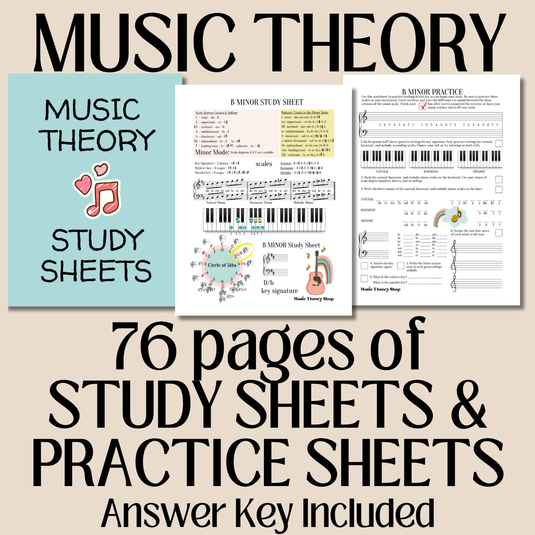 Music Theory Study & Practice Sheets  | 30 Weeks of Music Theory Assignments, Learn Scales, Key Signatures, Circle of 5ths