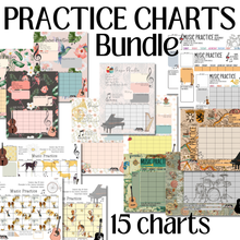 15 Printable Music Practice Charts Bundle, Music Teacher, Music Student, Gift for Musician