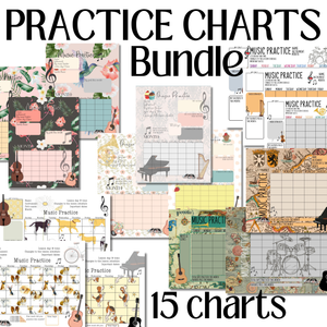 15 Printable Music Practice Charts Bundle, Music Teacher, Music Student, Gift for Musician