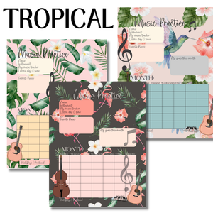 15 Printable Music Practice Charts Bundle, Music Teacher, Music Student, Gift for Musician