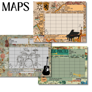 15 Printable Music Practice Charts Bundle, Music Teacher, Music Student, Gift for Musician