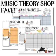 15 Printable Music Practice Charts Bundle, Music Teacher, Music Student, Gift for Musician