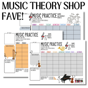 15 Printable Music Practice Charts Bundle, Music Teacher, Music Student, Gift for Musician