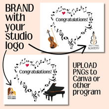 Heart MUSIC CERTIFICATE, Award, Achievement, Printable Certificate of Completion for Musician, Music Studio