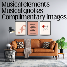 Music Boho ART PRINTS Set of 9, Bundle Wall Decor for Music Classroom, Music Studio, Office