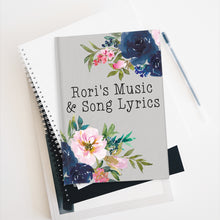 Personalized Songwriting Lyrics Journal, Music Journal, Ruled Line, Navy Floral Journal