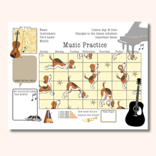 3 Printable Music Practice Charts, Tracker, Doggo, Doggie, Musician Dog Lovers, Music Teacher