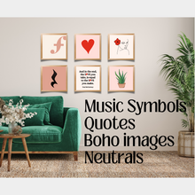 Music Boho Prints Set of 12, Wall Decor, Printable Art, Music Art, Music Studio, Bass Clef, Music Classroom Art, Piano Prints