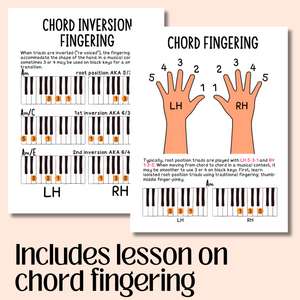Piano Chords PRINTABLE Study Sheets, Digital Download, Music Lessons, Music Studio, Music Teacher, Music Theory Class