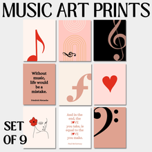 Music Boho ART PRINTS Set of 9, Bundle Wall Decor for Music Classroom, Music Studio, Office