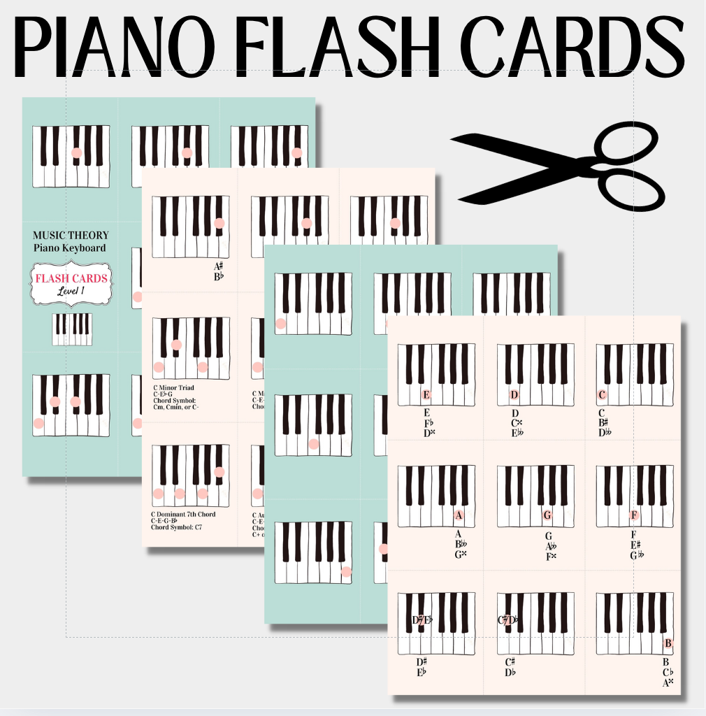 Piano Flash Cards, Print and Cut, Beginning Piano, Music Teachers, Music Students