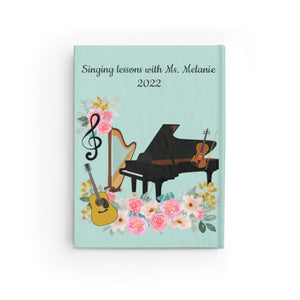 Personalized Music Lesson Hard Cover Journal - Ruled Line Aqua