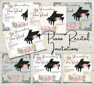 40 Editable Piano Invitations and Thank You Cards, Canva Templates, Boho Classical, Birthday, Concert, Party, Wedding, Music Event
