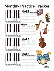 MUSIC PRACTICE Habit Tracker, Monthly Habit Tracker (2 font styles), Music Practice, Printable Practice, Music Lessons, Music Teacher