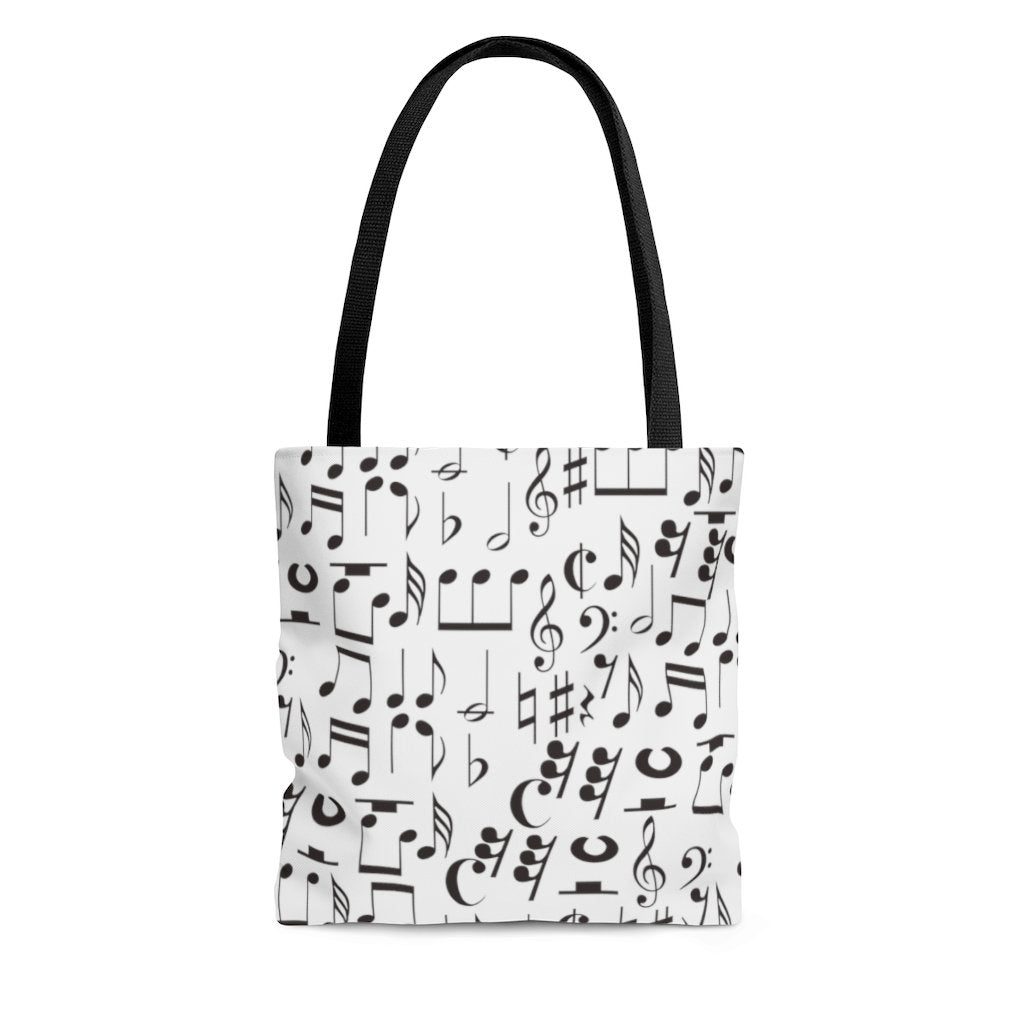 Musical Notes, Clefs, Rests Tote - White - Music Theory Shop