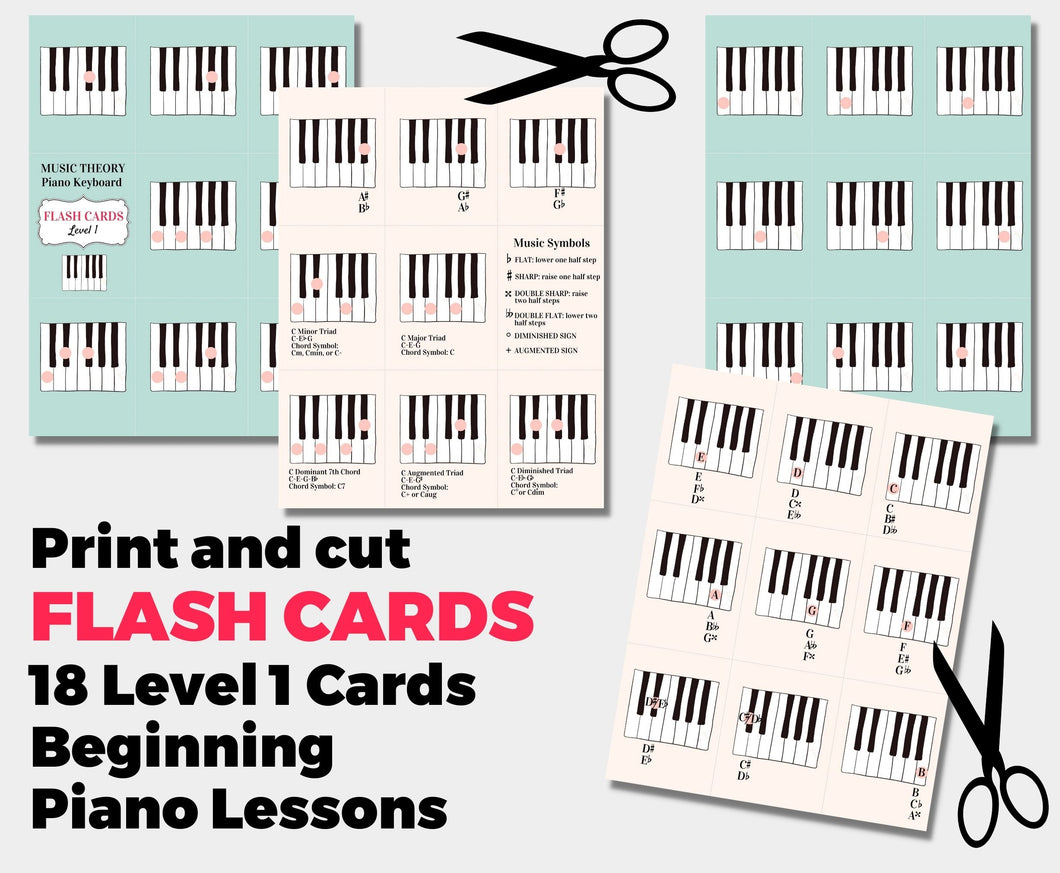 Piano Lessons, Printable Flash Cards, Print and Cut, Beginning Piano, Music Teachers, Music Students