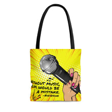 Without Music Life Would Be A Mistake Tote Bag - pop art mic/cheetah