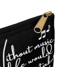 Shabby Chic Musical Quote Accessory Pouch - Watercolor Floral/Black