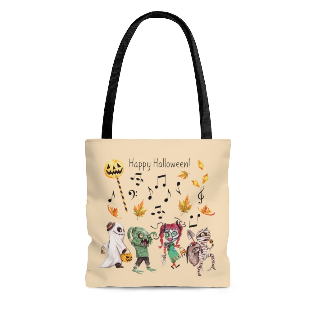 Music Notes, Kids Trick or Treating, Happy Halloween, Tote Bag, Candy Bag