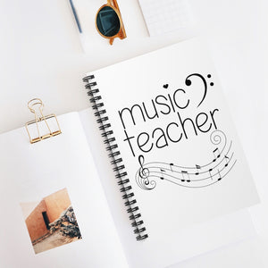 Music Teacher Spiral Notebook Ruled Line - Bass Clef Musical Staff