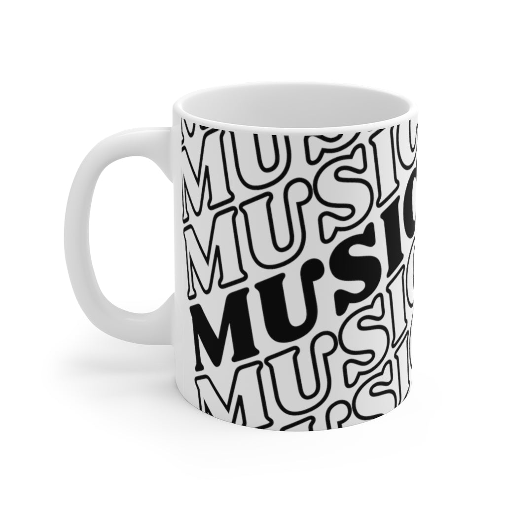 Music Music Music, Bubble Letter, Diagonal, Ceramic Mug