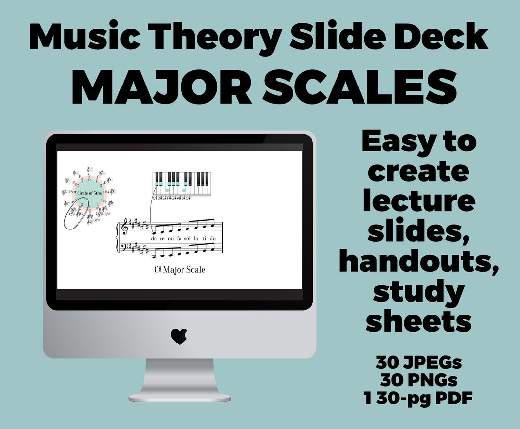 Music Theory SLIDES, MAJOR SCALES JPEGs, PNGs, Printable, Music Teacher Handouts, Slide Deck, Music Classes, Music Courses, Music Student Resource, Digital Download