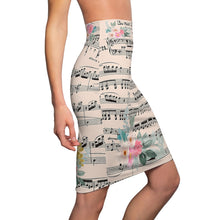 Beethoven Pencil Skirt, Vintage Sheet Music, Floral Women's