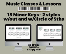 Music Theory SLIDES, MINOR SCALES JPEGs, PNGs, Printable, Music Teacher Handouts, Slide Deck, Music Classes, Music Courses, Music Student Resource