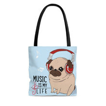 Music is My Life Listening Pup Tote Bag - Music Theory Shop