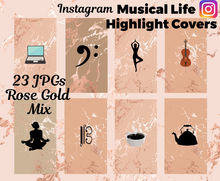 23 Instagram Story Highlight Icons, Rose Gold, Musical Icons, Instagram Highlight Covers, Social Media Icons