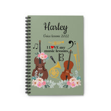 Personalized Music Lesson Spiral Notebook Ruled Line - Sage Green