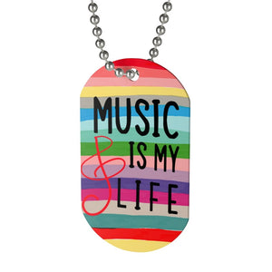 Music is my life Dog Tag Necklace - Music Theory Shop