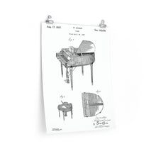 Piano Patent Drawing Poster, Pianist, Music Studio Wall Art
