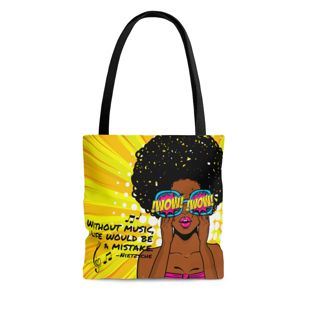 Without Music Life Would Be A Mistake Tote Bag - pop art WOW/cheetah