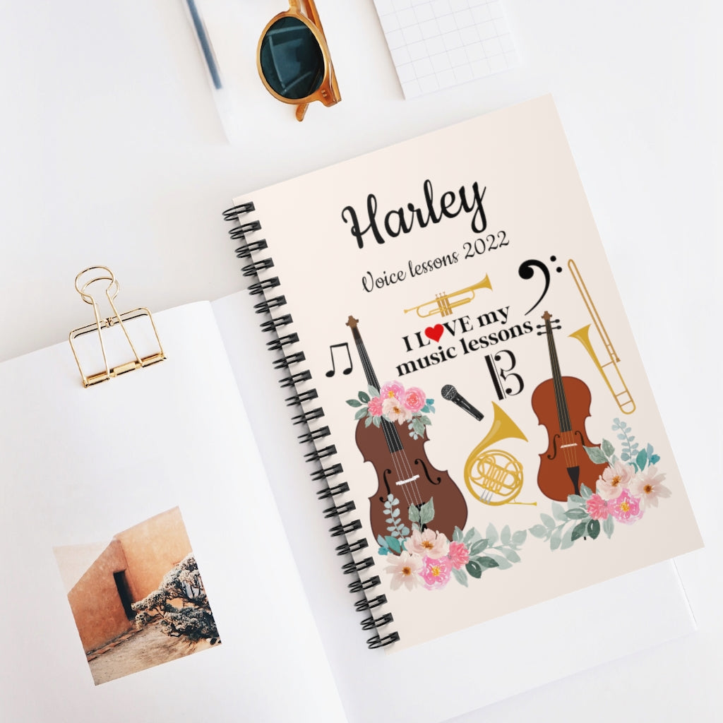 Personalized Music Lesson Spiral Notebook Ruled Line