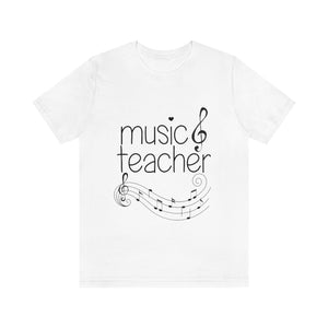 Music Teacher Tee, Treble Clef, Bass Clef, Musical Staff Jersey Short Sleeve Tee