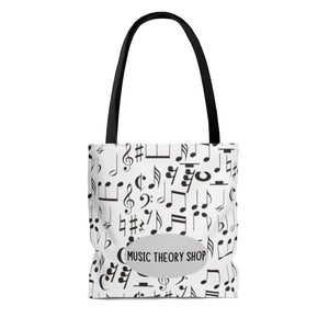Musical Notes, Clefs, Rests Tote - White - Music Theory Shop