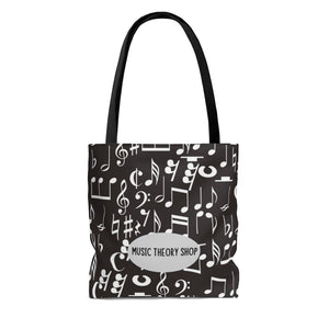 Musical Notes, Clefs, Rests Tote - Black - Music Theory Shop