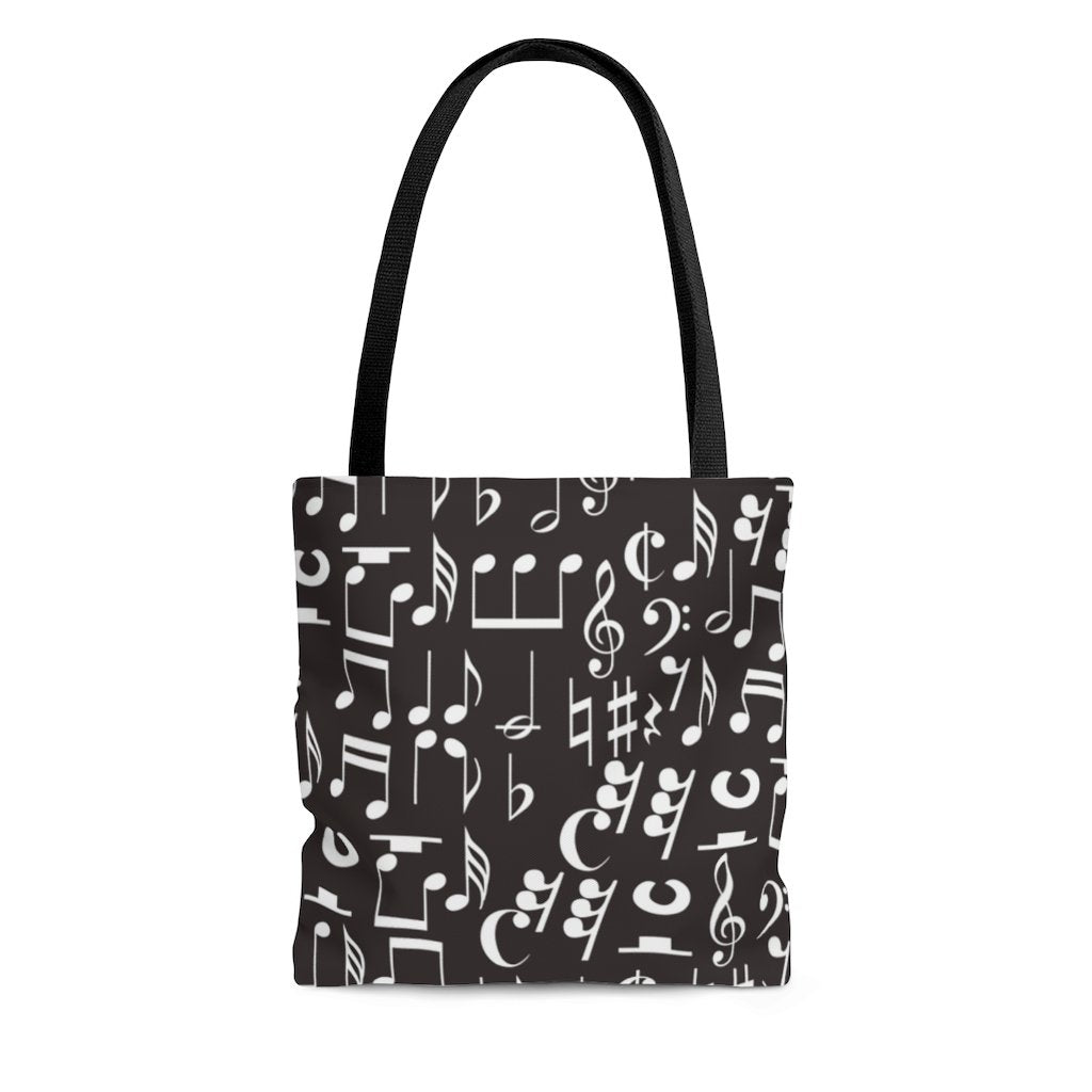 Musical Notes, Clefs, Rests Tote - Black - Music Theory Shop