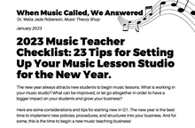 2023 Music Teacher Checklist: 23 Tips for Music Studio Lesson Success Free Download 👇