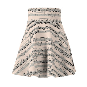 Beethoven Music Recital Women's Skirt, Vintage Sheet Music, Watercolor Floral
