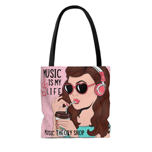 Music is My Life Coffee Tote Bag - Music Theory Shop