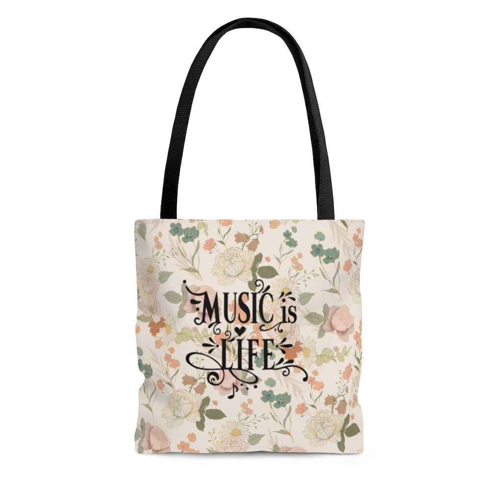 Music is Life Boho Floral Tote, Music Lessons, Music Rehearsal