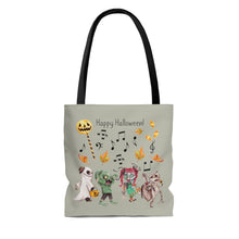 Music Notes, Kids Trick or Treating, Happy Halloween, Tote Bag, Candy Bag, Olive Green