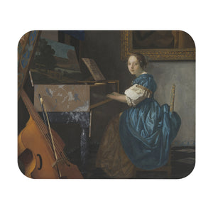 Johannes Vermeer Young Woman Seated at a Virginal (ca. 1670-72) Mouse Pad (Rectangle)